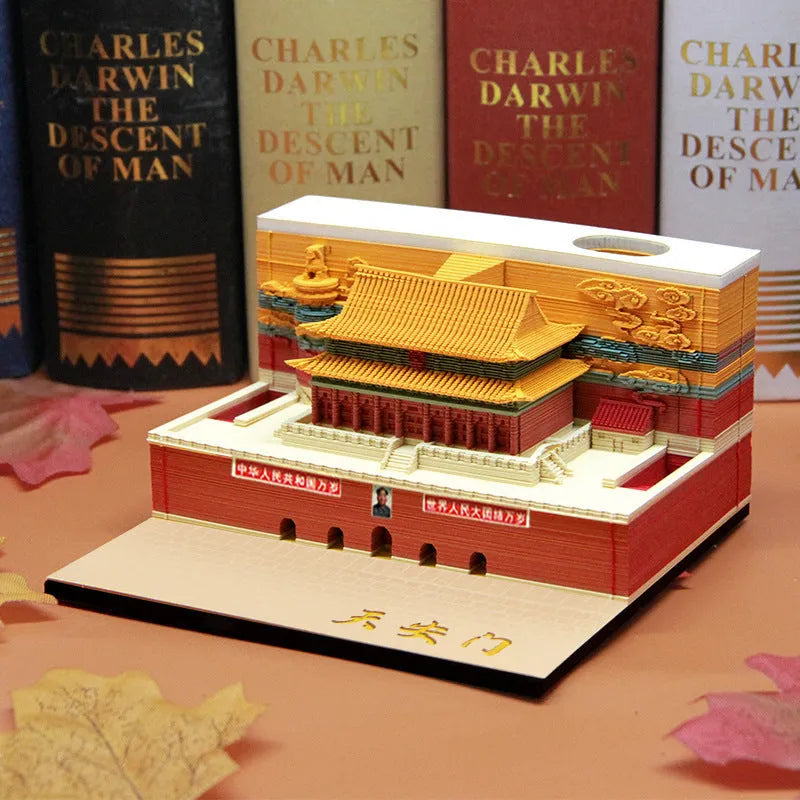 3D sticky note paper carving notepad with tear-off pages and decorative ornament design
