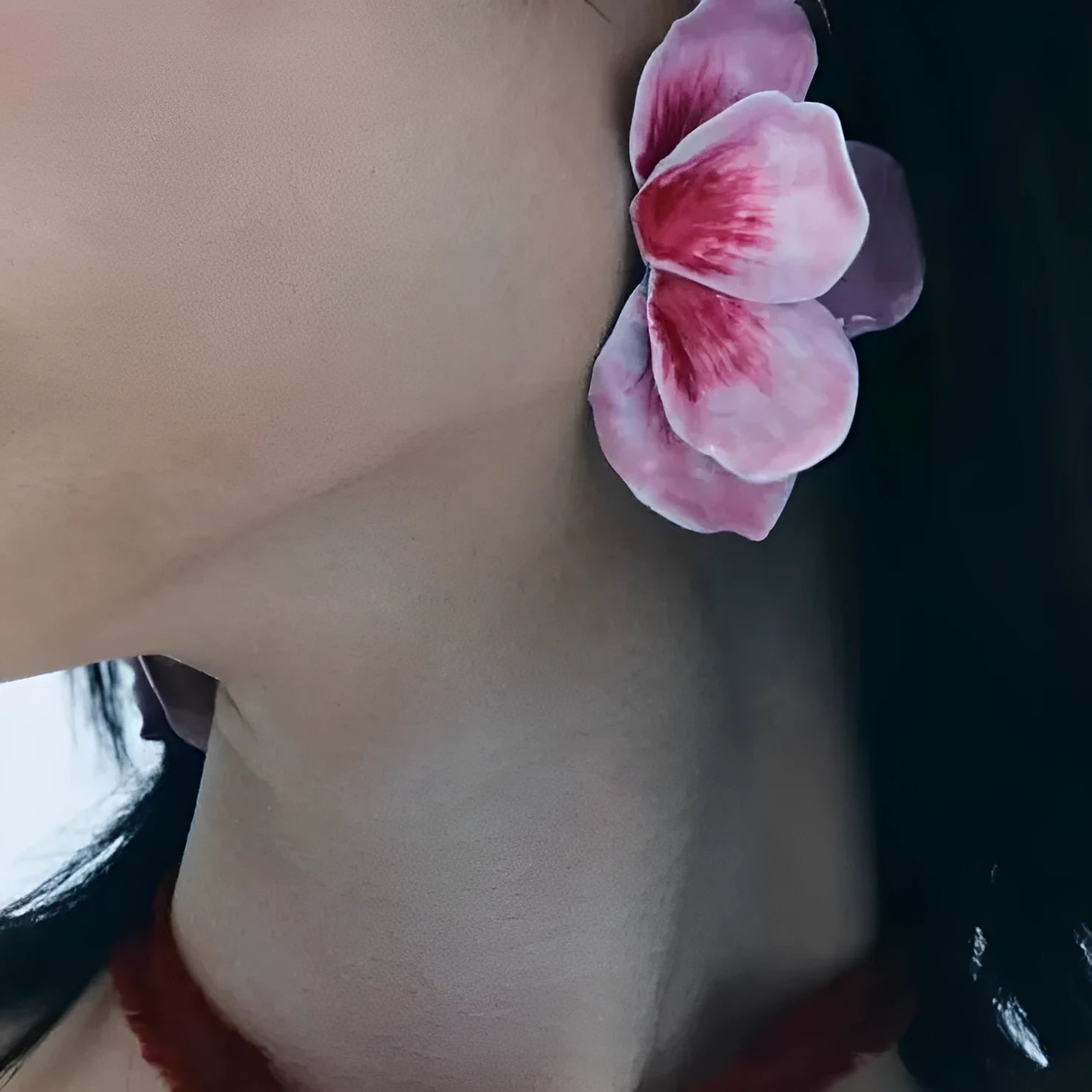 Pastoral style alloy earrings with oil-spot glaze floral designs in four colour options