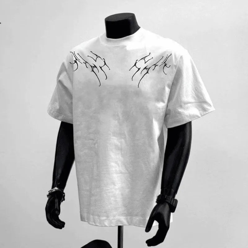 Men's loose fit pure cotton short sleeve shirt in white and black colours