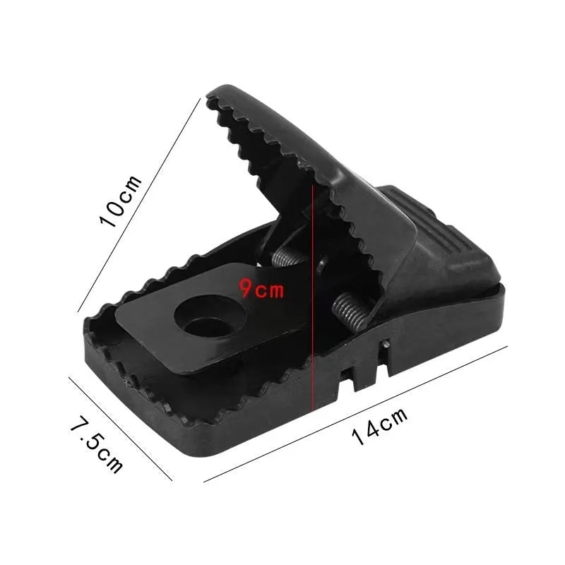 Automatic metal and plastic mouse cage trap shown in small, medium, and large sizes for indoor rodent control.