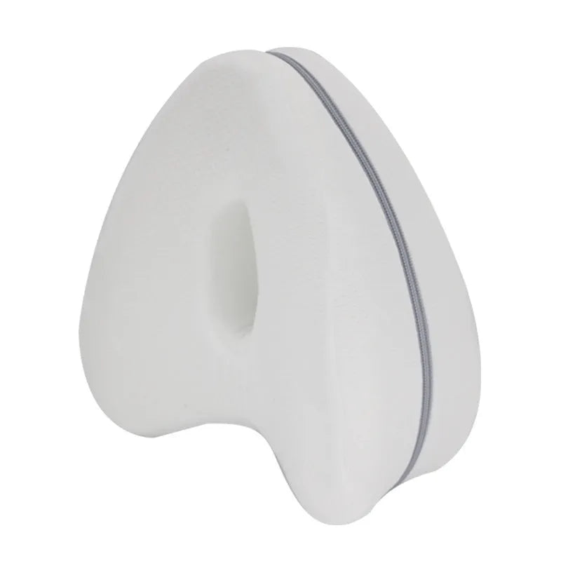 Love heart-shaped dark blue memory foam leg pillow for knee support.