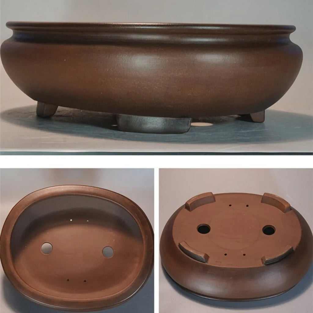 Handmade purple clay desktop flowerpot measuring 58cm long for indoor plant display