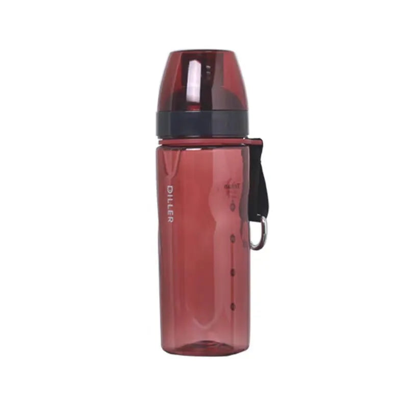 Chinese style sports water cup with tea compartment in blue, red, black, and grey colour options