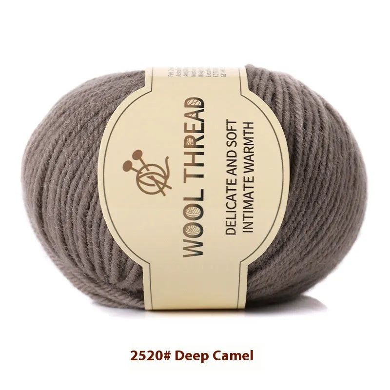 Roll of woolen knitting yarn thread for hand knitting with size 10 needles in various colour options