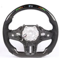 Black carbon fibre BMW sports steering wheel with LED display for X3 X5 models.
