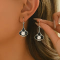 Retro fashion women's earrings with electroplated silver finish and alloy construction