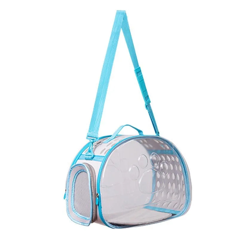 Transparent hard-shell cat backpack carrier in space capsule design with foldable feature