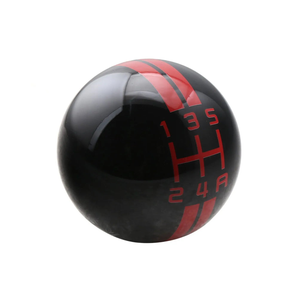Black ball car gear head with 5th gear lettering in red or white colour options