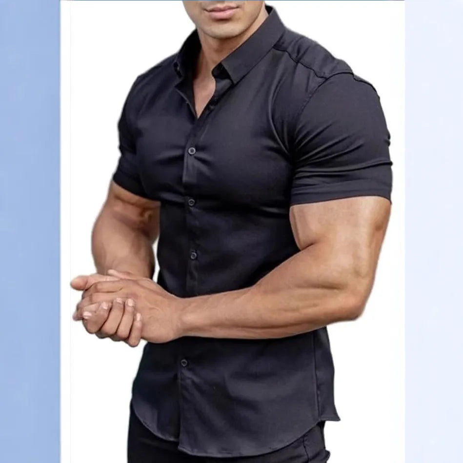 Men's casual short sleeve printed shirt with collar in regular fit, available in multiple colours.