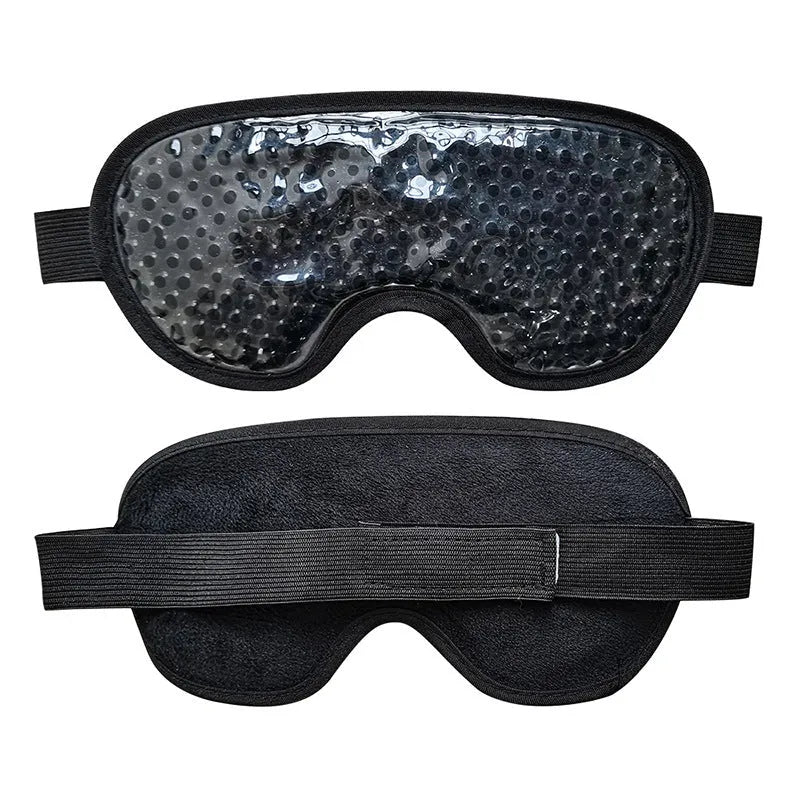 White rechargeable hot compress eye mask and fabric cover with USB charging cable