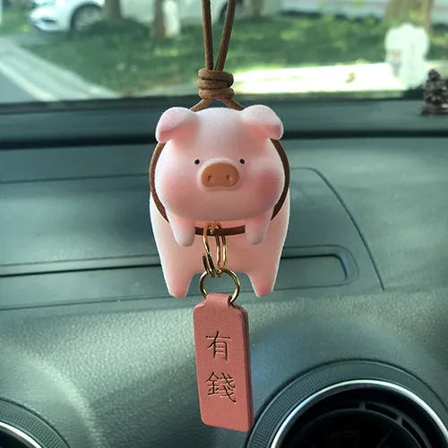 Cute resin cartoon pig car decoration accessory for dashboard.