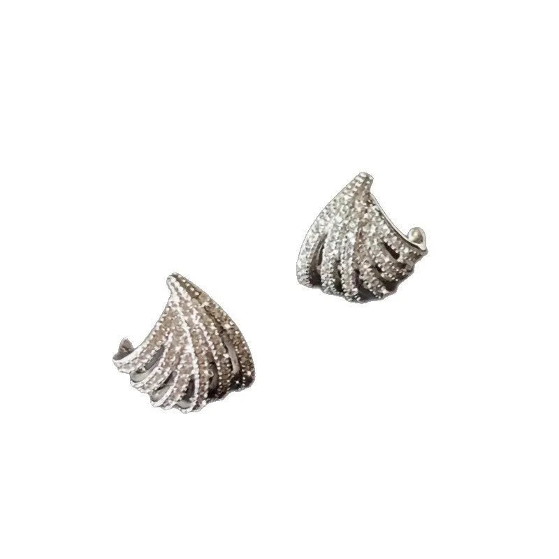 Women's geometric line design earrings with electroplated platinum finish