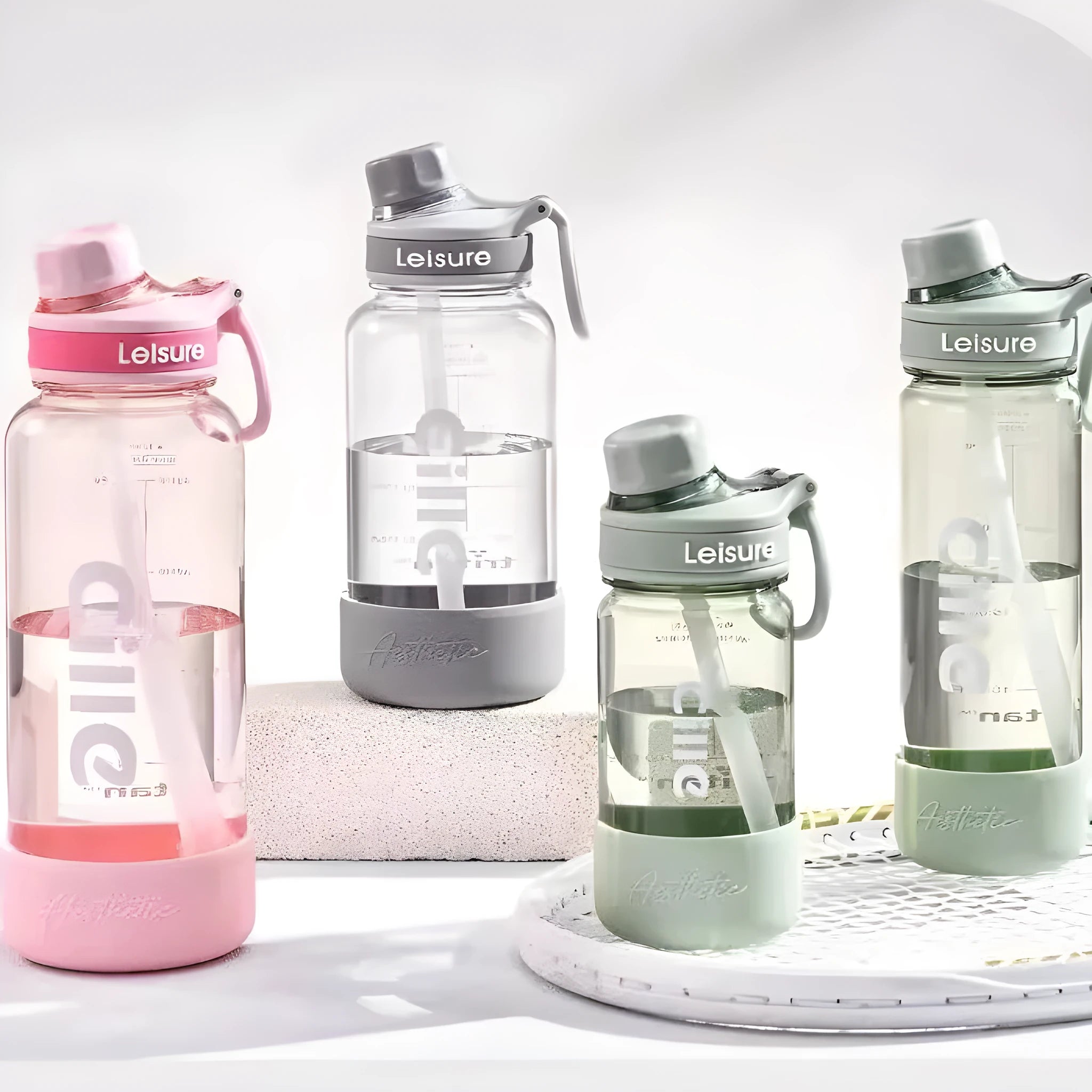 Plastic heat-resistant drinking cup in grey green pink colours with 520ml 780ml 1000ml capacity options