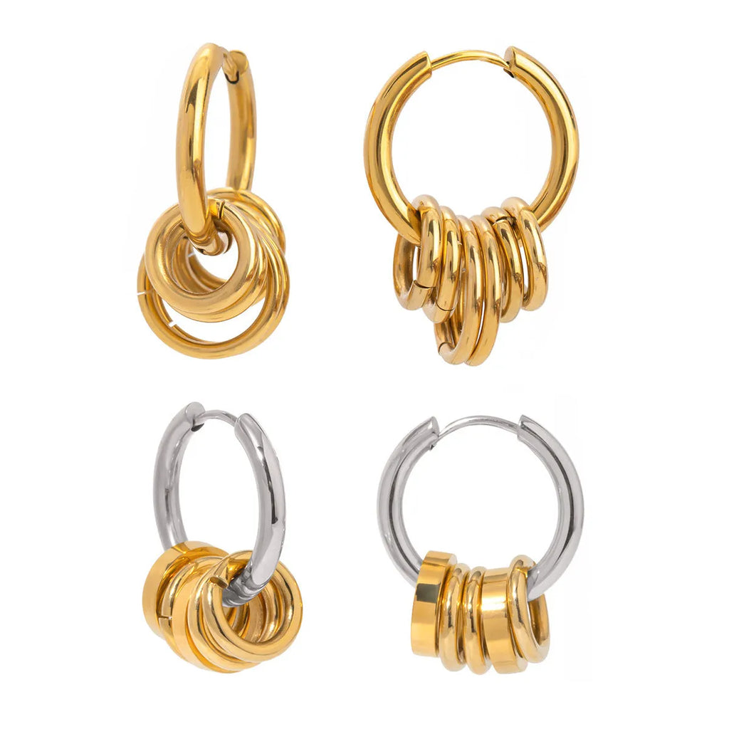 Stainless steel personality earrings with electroplated silver or rose gold finish