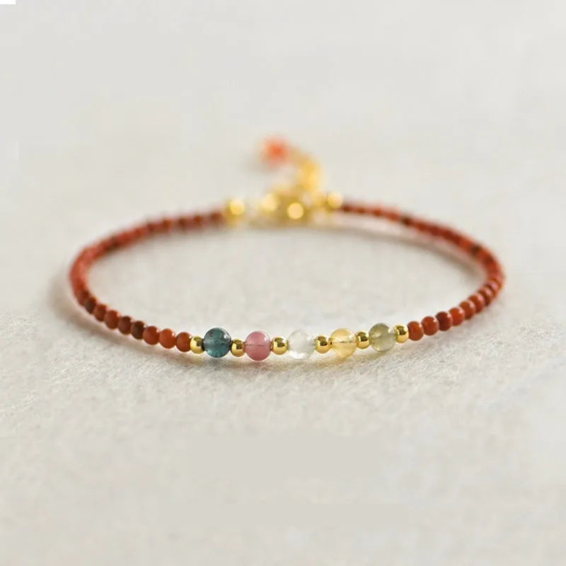 Women's natural freshwater pearl and crystal geometric bracelet on elastic rope band