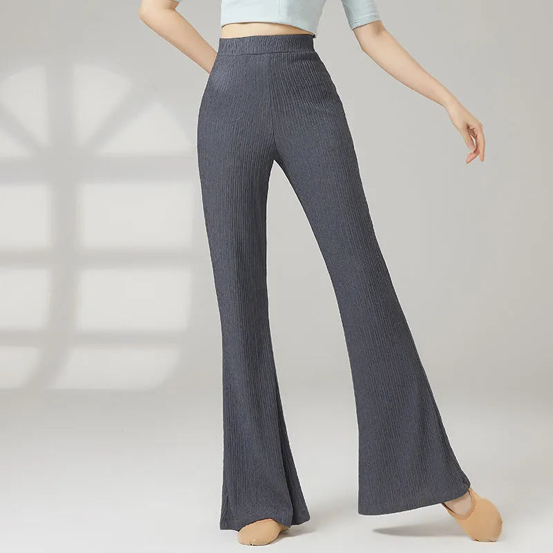 Women's solid colour polyester dance practice pants for classical training in beige apricot