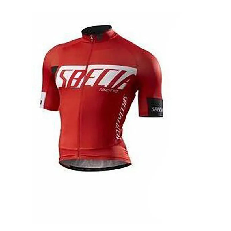 Summer men's mountain bike jersey suit with gel breathing pad, 80% polyester 20% Lycra, available in multiple colours
