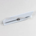 Black and white plastic 3.5-inch hard drive bay cover for PC cases.