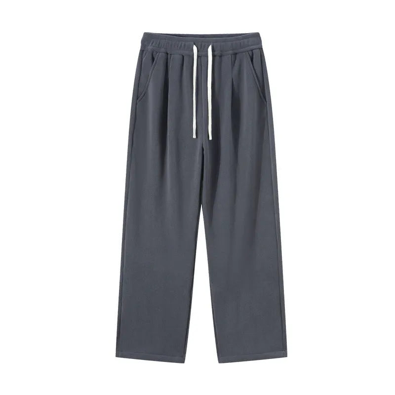 Men's double-sided polar fleece trousers with wool lining in loose Korean style