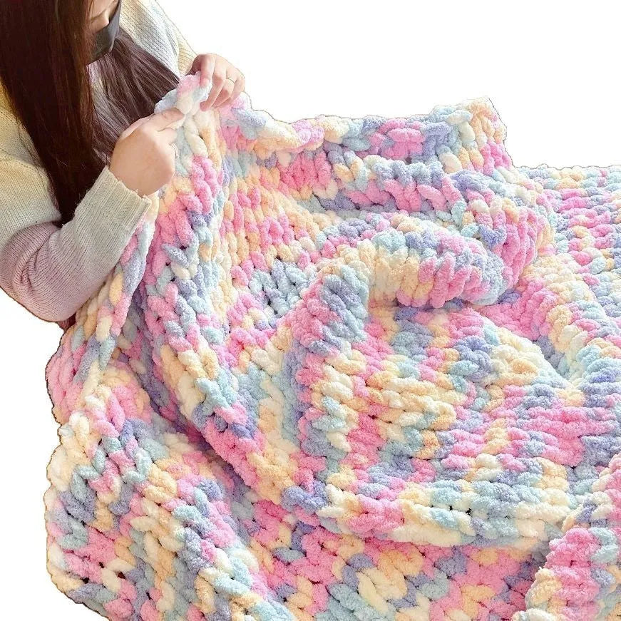 Coarse yarn chenille knitted braided gravity blanket in modern simple style