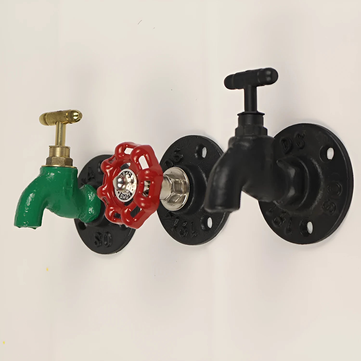 Water pipe style metal towel rack hook wall mounted in modern bathroom setting