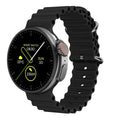 K9 smart watch with round screen and silicone strap, showing health stats and NFC payment icon on display.