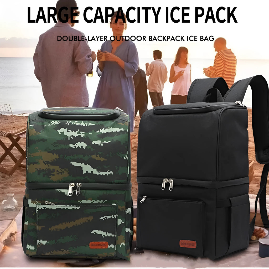 Double layer insulated backpack in Oxford cloth with ice pack compartment and shoulder straps