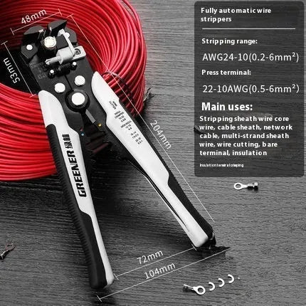 Fully automatic wire stripping pliers for electricians with box mounting