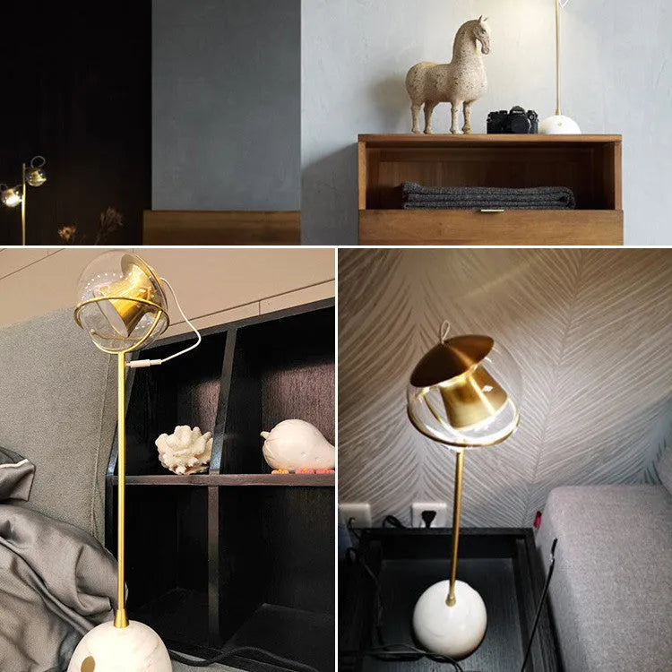 Glass lampshade desk lamp with dimmable LED light and touch switch control