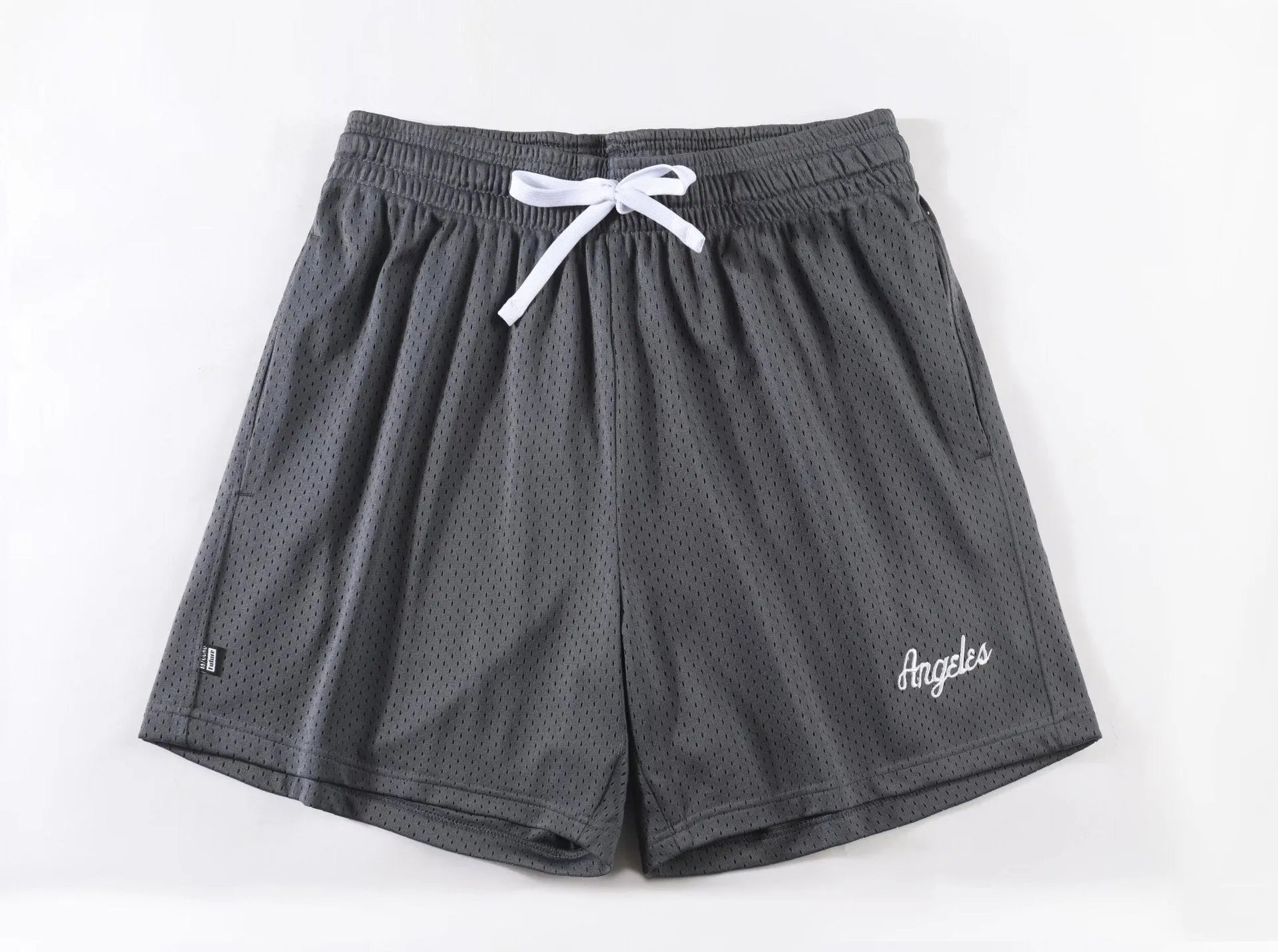 Men's personalised double-layer mesh shorts in polyester available in eight colours including sports purple with Asian sizing