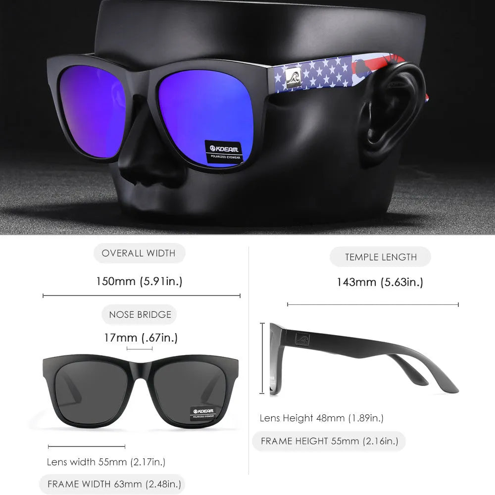A pair of thickened polarised sunglasses with TAC lenses and a PC frame, shown in one of the available C-series colours.