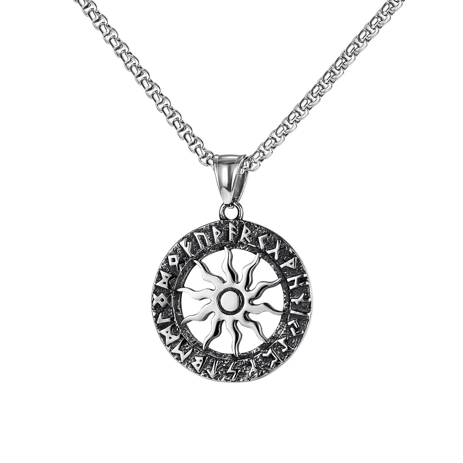 Men's silver skull necklace with stainless steel chain and alloy pendant