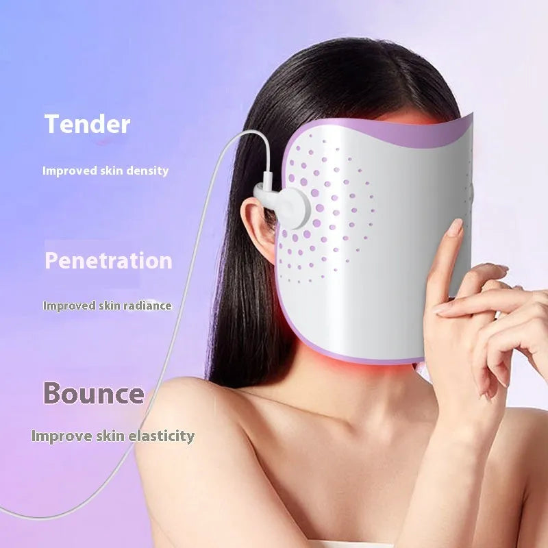 White and purple photon IPL beauty mask device with spectrometer display