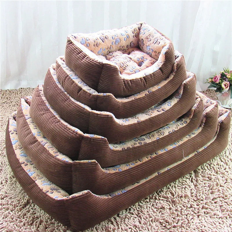 Soft plush dog bed with raised sofa edge in beige colour for small pets