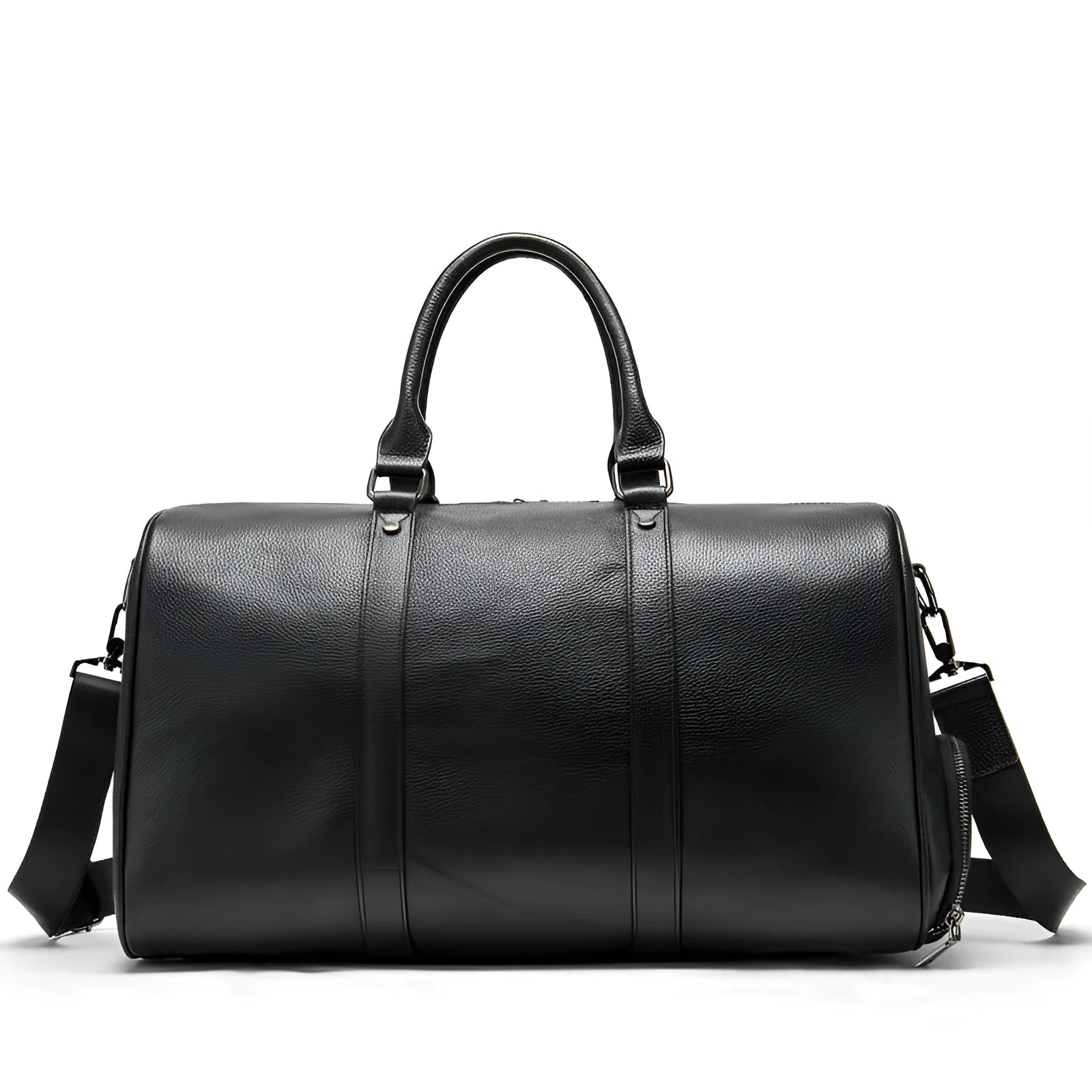 Men's leather excursion travel bag in black or coffee colour with single strap