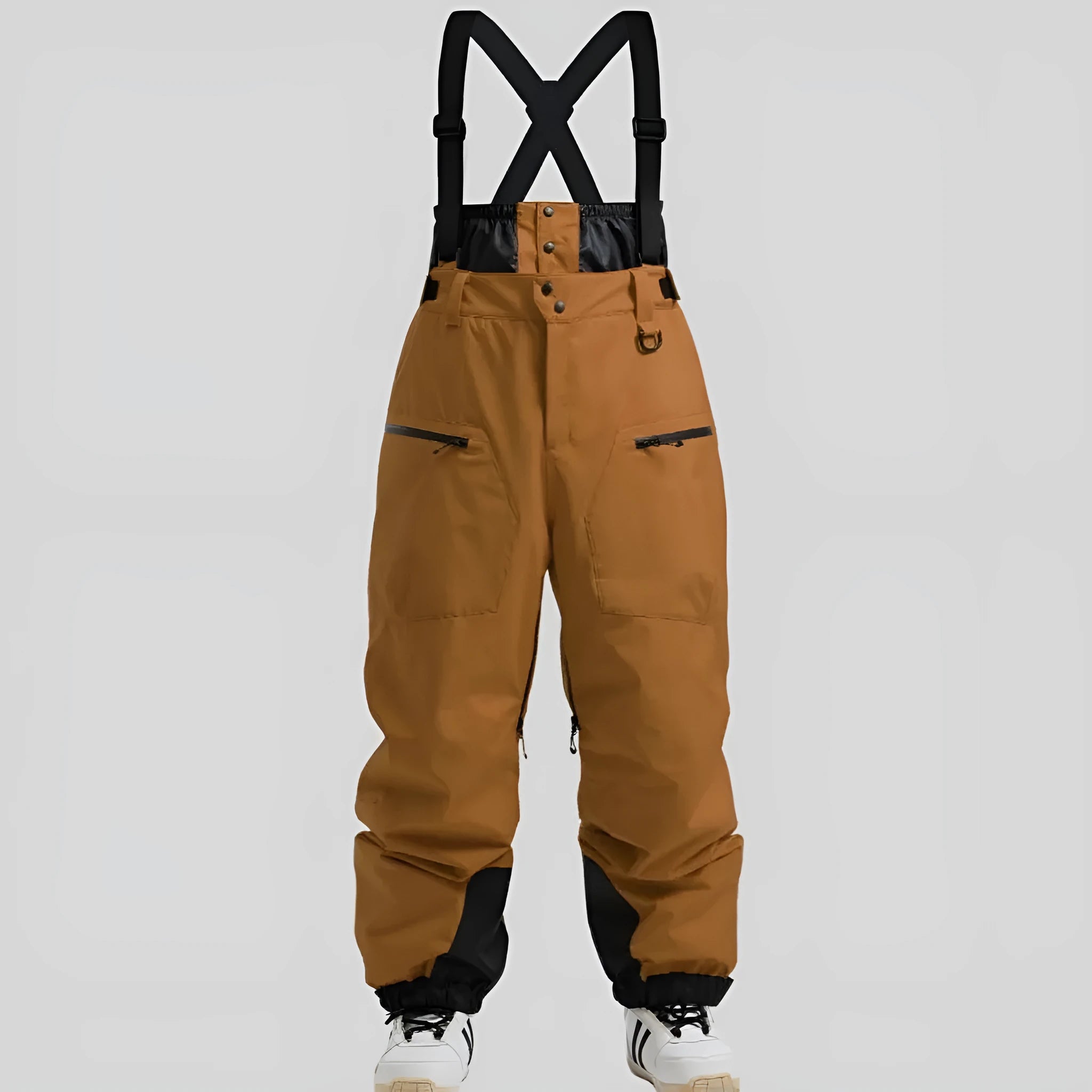 Men's waterproof ski trousers with reinforced straps in linen fabric