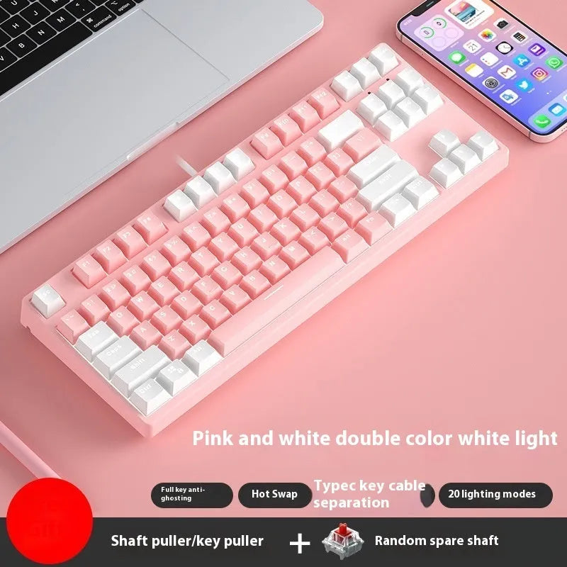 87-key mechanical gaming keyboard with dual-colour keycaps and hot-swappable switches