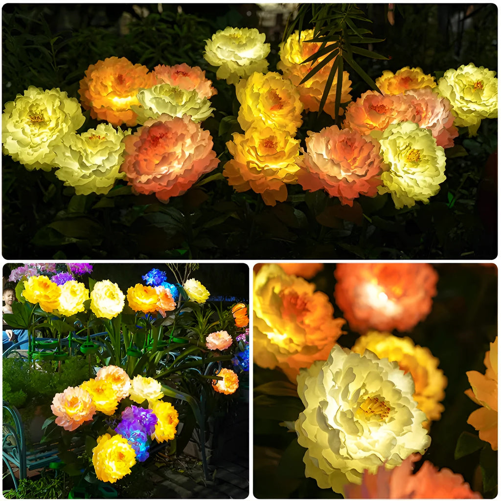 Solar landscape lamp peony simulation IP65 LED 730mm pink light yellow jade white
