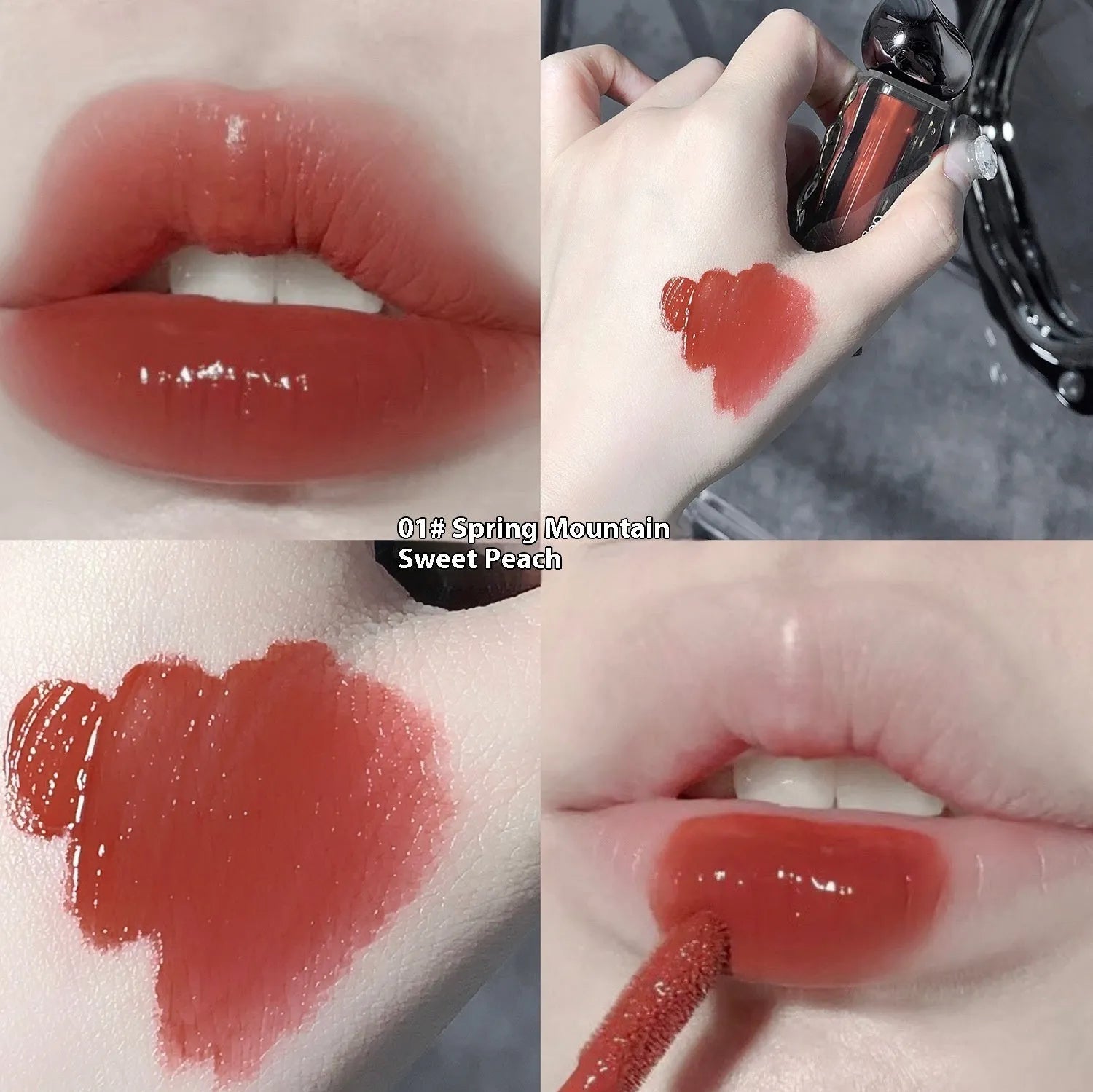 Glacier Lava Lip Lacquer in water-light mirror finish showing seven numbered colour options