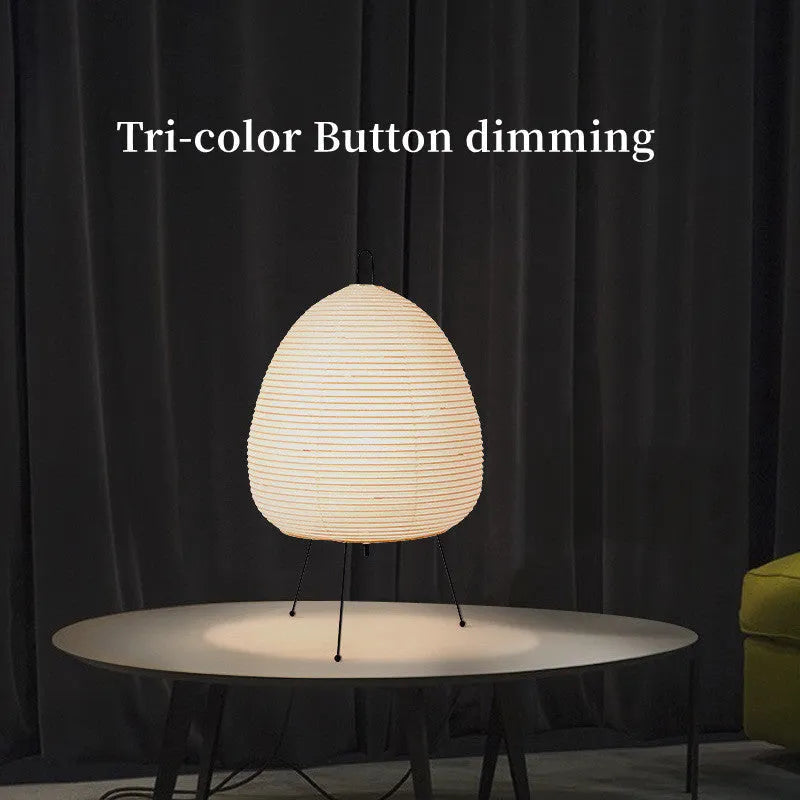 Japanese style rice paper table lamp with handmade shade and aluminium base