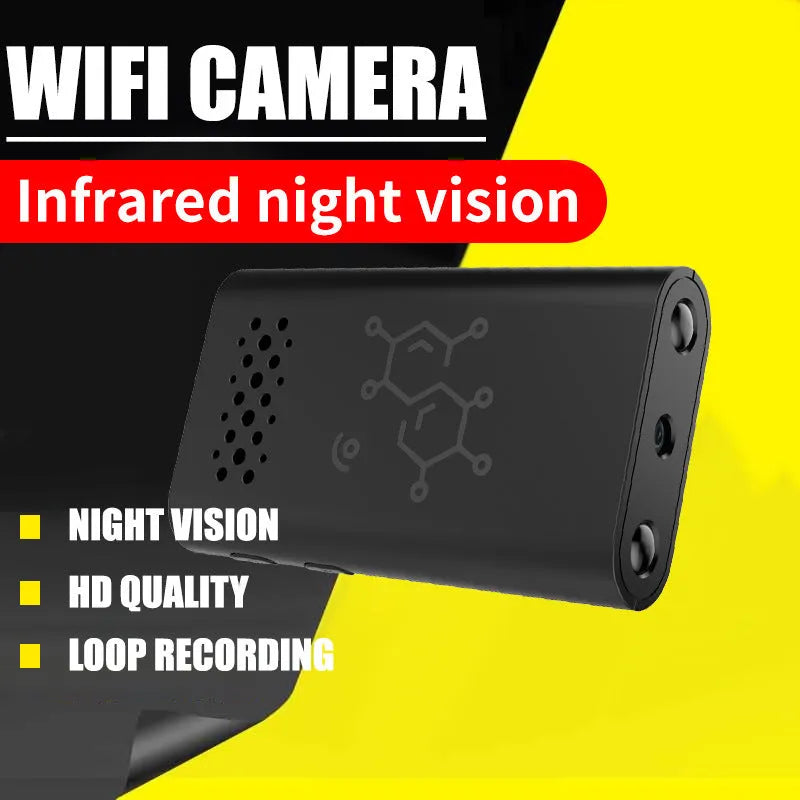 Black smart security camera baby monitor with WiFi connectivity for indoor home use