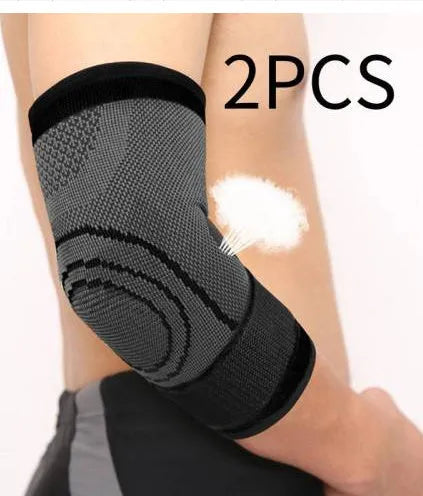 Knitted basketball elbow guard in black, size L, showing protective padding for adult sports activities