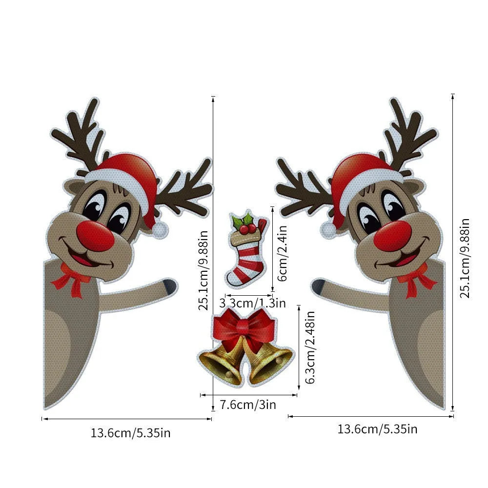 Christmas elk bell design magnetic bumper stickers with reflective luminous properties on vehicle