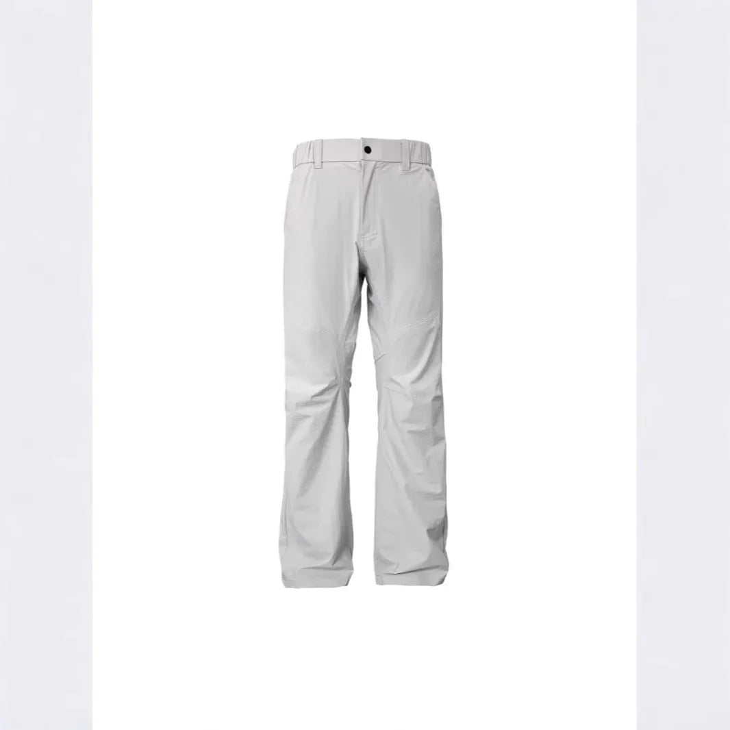Men's 3D deconstructive straight leg casual trousers in Army Green with elastic waistband.
