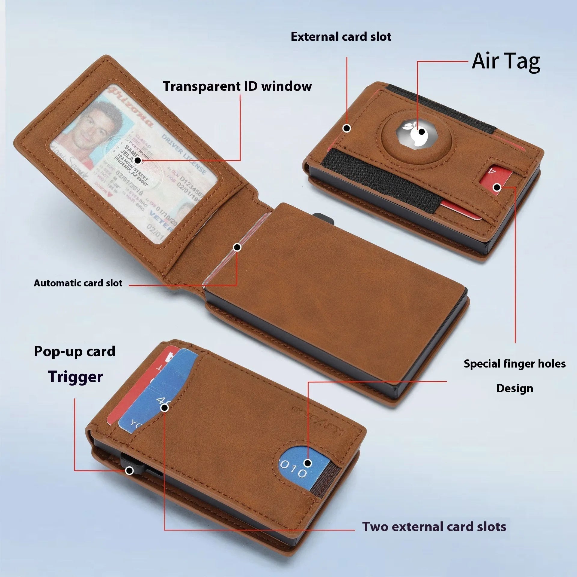 Men's slim RFID-blocking card holder wallet in black microfiber synthetic leather.