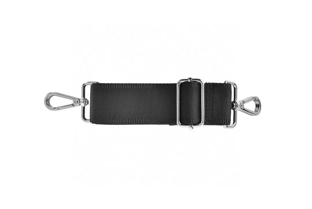 Black Oxford cloth laptop backpack showing multi-pocket organisation and a lock feature.