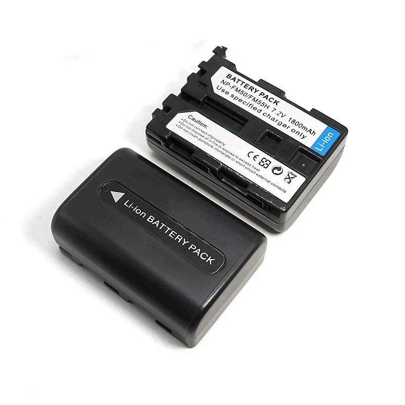 Black Sony NP-FM50 compatible charging set with battery and charger