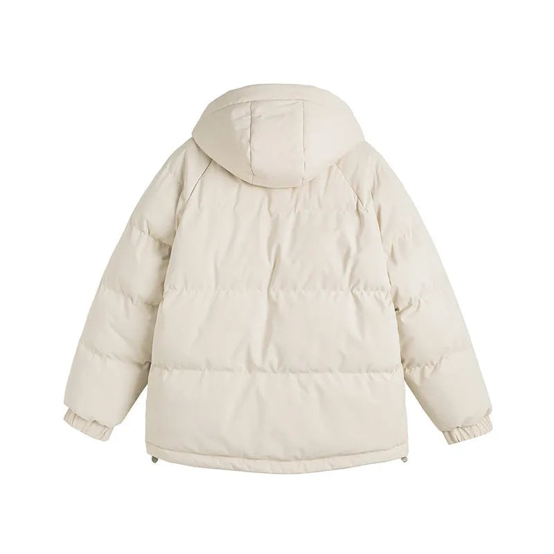 Loose two-piece winter cotton-padded coat in cardigan style with side pockets