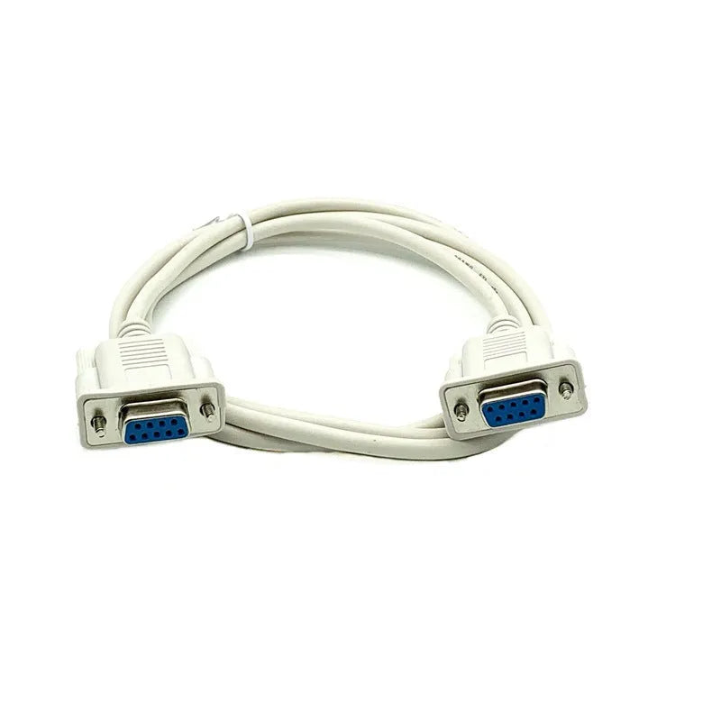 Female to female RS232 serial cable with DB9 connectors, 1.5m length, milky white colour