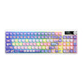 Black mechanical keyboard with RGB backlight showing full key layout and compact 397mm design
